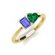3 - Esther Emerald Shape Tanzanite & Heart Shape Lab Created Emerald 2 Stone Duo Ring 