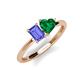 3 - Esther Emerald Shape Tanzanite & Heart Shape Lab Created Emerald 2 Stone Duo Ring 