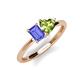 3 - Esther Emerald Shape Tanzanite & Heart Shape Peridot 2 Stone Duo Ring 