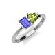 3 - Esther Emerald Shape Tanzanite & Heart Shape Peridot 2 Stone Duo Ring 