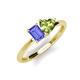 3 - Esther Emerald Shape Tanzanite & Heart Shape Peridot 2 Stone Duo Ring 