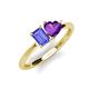 3 - Esther Emerald Shape Tanzanite & Heart Shape Amethyst 2 Stone Duo Ring 