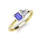 3 - Esther IGI Certified Heart Shape Lab Grown Diamond & Emerald Shape Tanzanite 2 Stone Duo Ring 