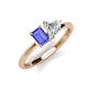 3 - Esther IGI Certified Heart Shape Lab Grown Diamond & Emerald Shape Tanzanite 2 Stone Duo Ring 