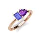 3 - Esther Emerald Shape Tanzanite & Heart Shape Amethyst 2 Stone Duo Ring 