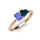 3 - Esther Emerald Shape Tanzanite & Heart Shape London Blue Topaz 2 Stone Duo Ring 