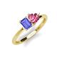 3 - Esther Emerald Shape Tanzanite & Heart Shape Pink Tourmaline 2 Stone Duo Ring 