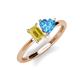 3 - Esther Emerald Shape Lab Created Yellow Sapphire & Heart Shape Blue Topaz 2 Stone Duo Ring 