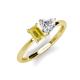 3 - Esther Emerald Shape Lab Created Yellow Sapphire & Heart Shape Forever One Moissanite 2 Stone Duo Ring 