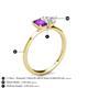 4 - Esther Emerald Shape Amethyst & Heart Shape White Sapphire 2 Stone Duo Ring 