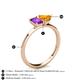 4 - Esther Emerald Shape Amethyst & Heart Shape Citrine 2 Stone Duo Ring 