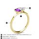 4 - Esther Emerald Shape Amethyst & Heart Shape Lab Created White Sapphire 2 Stone Duo Ring 