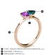 4 - Esther Emerald Shape Amethyst & Heart Shape London Blue Topaz 2 Stone Duo Ring 