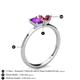 4 - Esther Emerald Shape Amethyst & Heart Shape Pink Tourmaline 2 Stone Duo Ring 