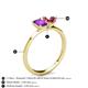 4 - Esther Emerald Shape Amethyst & Heart Shape Pink Tourmaline 2 Stone Duo Ring 