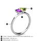 4 - Esther Emerald Shape Amethyst & Heart Shape Peridot 2 Stone Duo Ring 