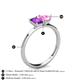 4 - Esther Emerald Shape Amethyst & Heart Shape Lab Created Pink Sapphire 2 Stone Duo Ring 