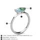 4 - Esther Emerald Shape Aquamarine & Heart Shape Lab Created Alexandrite 2 Stone Duo Ring 