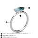 4 - Esther Emerald Shape Aquamarine & Heart Shape London Blue Topaz 2 Stone Duo Ring 