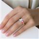 5 - Esther Emerald Shape Aquamarine & Heart Shape Pink Tourmaline 2 Stone Duo Ring 