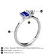 4 - Esther Emerald Shape Lab Created Blue Sapphire & Heart Shape Forever One Moissanite 2 Stone Duo Ring 