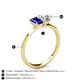 4 - Esther IGI Certified Heart Shape Lab Grown Diamond & Emerald Shape Lab Created Blue Sapphire 2 Stone Duo Ring 