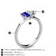 4 - Esther IGI Certified Heart Shape Lab Grown Diamond & Emerald Shape Lab Created Blue Sapphire 2 Stone Duo Ring 