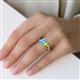 5 - Esther Emerald Shape Blue Topaz & Heart Shape Peridot 2 Stone Duo Ring 