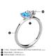 4 - Esther Emerald Shape Blue Topaz & Heart Shape Forever One Moissanite 2 Stone Duo Ring 