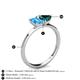 4 - Esther Emerald Shape Blue Topaz & Heart Shape London Blue Topaz 2 Stone Duo Ring 