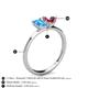 4 - Esther Emerald Shape Blue Topaz & Heart Shape Pink Tourmaline 2 Stone Duo Ring 