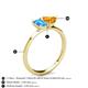 4 - Esther Emerald Shape Blue Topaz & Heart Shape Citrine 2 Stone Duo Ring 