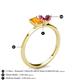 4 - Esther Emerald Shape Citrine & Heart Shape Pink Tourmaline 2 Stone Duo Ring 