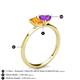 4 - Esther Emerald Shape Citrine & Heart Shape Amethyst 2 Stone Duo Ring 