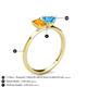 4 - Esther Emerald Shape Citrine & Heart Shape Blue Topaz 2 Stone Duo Ring 