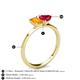 4 - Esther Emerald Shape Citrine & Heart Shape Lab Created Ruby 2 Stone Duo Ring 