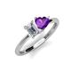 3 - Esther GIA Certified Emerald Shape Diamond & Heart Shape Amethyst 2 Stone Duo Ring 