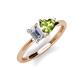 3 - Esther GIA Certified Emerald Shape Diamond & Heart Shape Peridot 2 Stone Duo Ring 