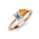 3 - Esther GIA Certified Emerald Shape Diamond & Heart Shape Citrine 2 Stone Duo Ring 