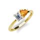 3 - Esther GIA Certified Emerald Shape Diamond & Heart Shape Citrine 2 Stone Duo Ring 
