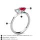 4 - Esther GIA Certified Emerald Shape Diamond & Heart Shape Lab Created Ruby 2 Stone Duo Ring 