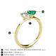 4 - Esther GIA Certified Emerald Shape Diamond & Heart Shape Lab Created Emerald 2 Stone Duo Ring 
