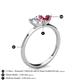 4 - Esther GIA Certified Emerald Shape Diamond & Heart Shape Pink Tourmaline 2 Stone Duo Ring 