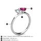 4 - Esther GIA Certified Emerald Shape Diamond & Heart Shape Rhodolite Garnet 2 Stone Duo Ring 