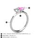 4 - Esther GIA Certified Emerald Shape Diamond & Heart Shape Pink Sapphire 2 Stone Duo Ring 