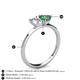 4 - Esther GIA Certified Emerald Shape Diamond & Heart Shape Lab Created Alexandrite 2 Stone Duo Ring 