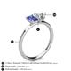 4 - Esther Emerald Shape Iolite & Heart Shape Forever Brilliant Moissanite 2 Stone Duo Ring 