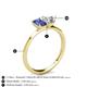 4 - Esther GIA Certified Heart Shape Diamond & Emerald Shape Iolite 2 Stone Duo Ring 