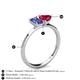 4 - Esther Emerald Shape Iolite & Heart Shape Lab Created Ruby 2 Stone Duo Ring 