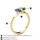 4 - Esther Emerald Shape Iolite & Heart Shape Peridot 2 Stone Duo Ring 